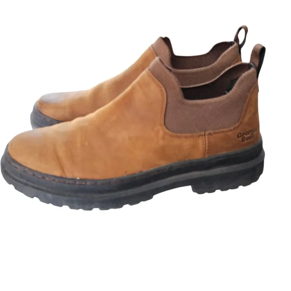 Georgia Boot Romeo Superlyte Mens 11 Brown Slip On Work Shoes Soft Toe Leather